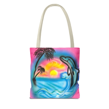 "dolphin love" airbrush tote bag