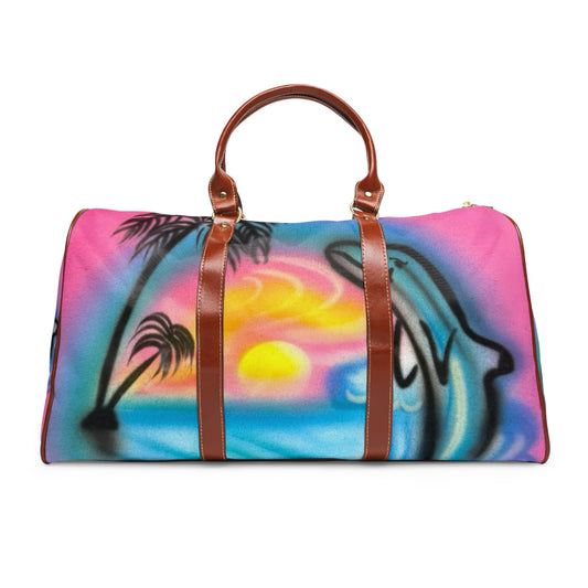 "dolphin love" airbrush waterproof travel bag