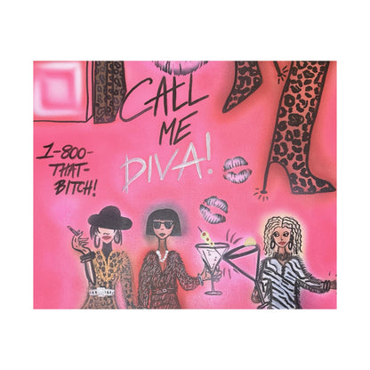 "party diva" airbrush horizontal print