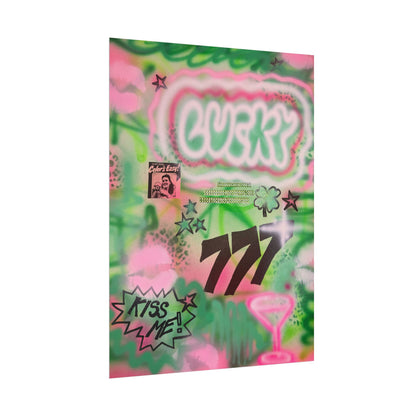 "so lucky" airbrush rolled print