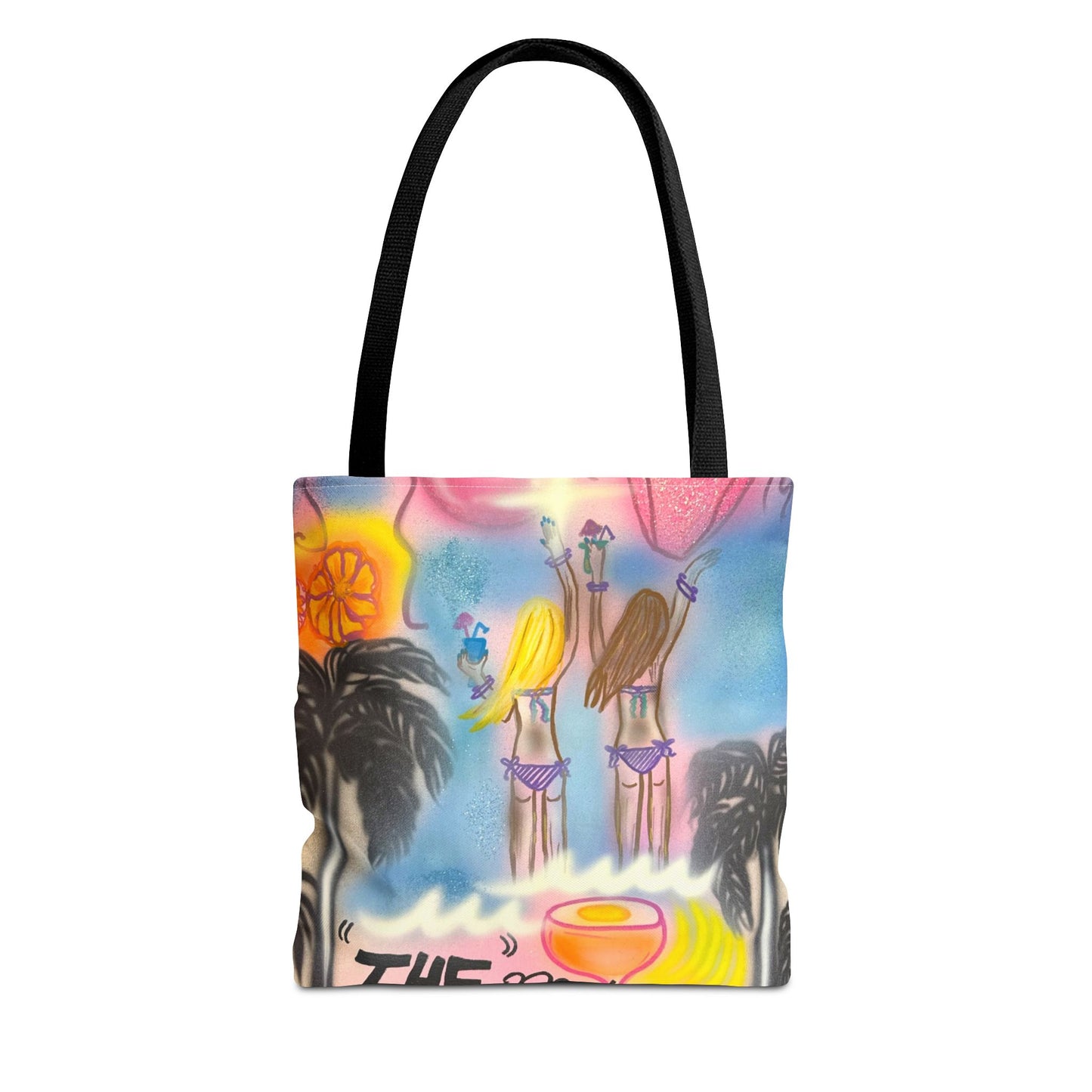 "kinis & tinis" airbrush tote bag