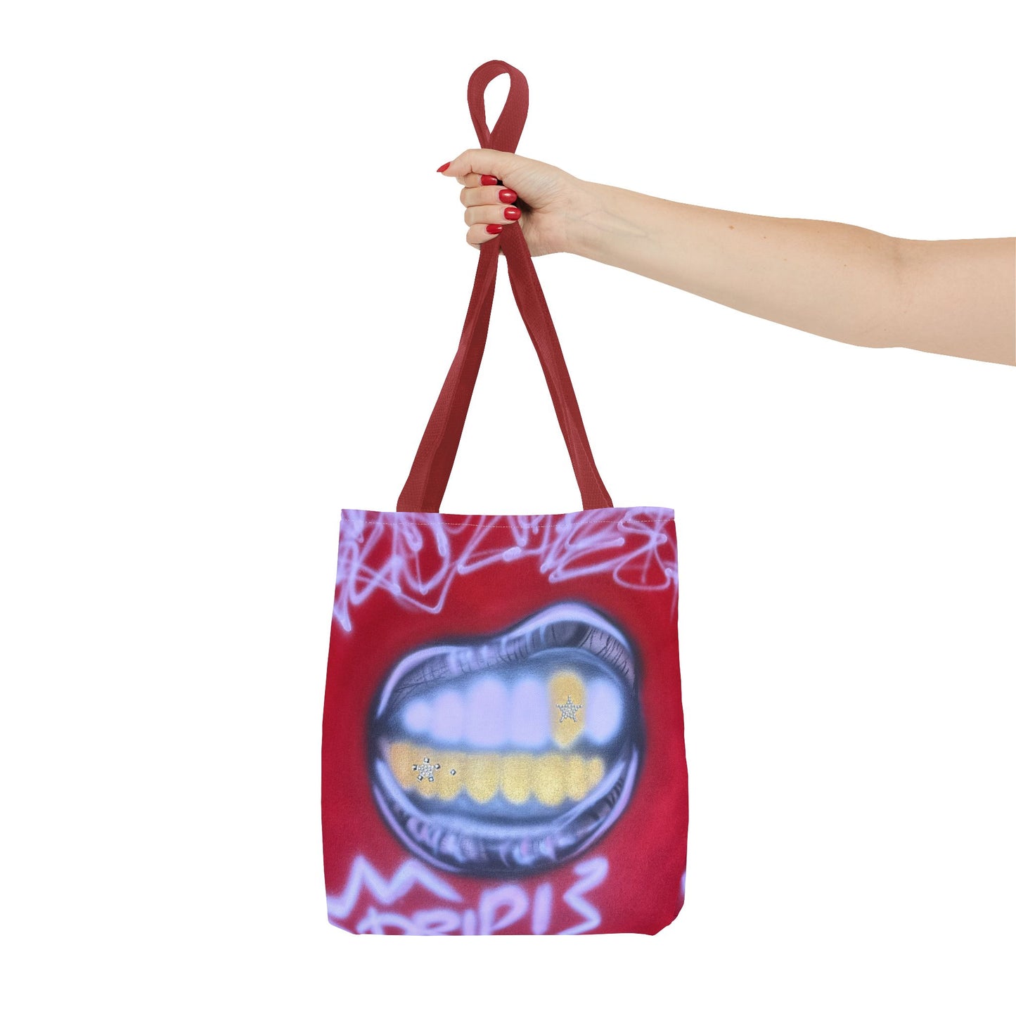 "tooth drip" airbrush tote bag