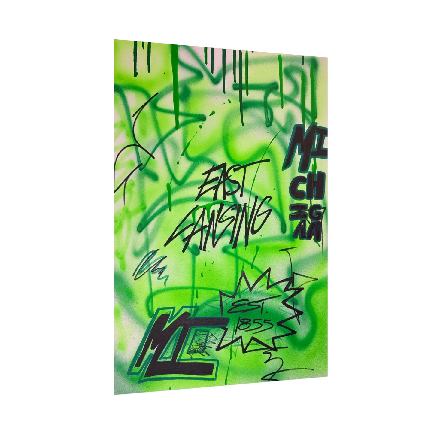 "east lansing, mi" airbrush rolled print