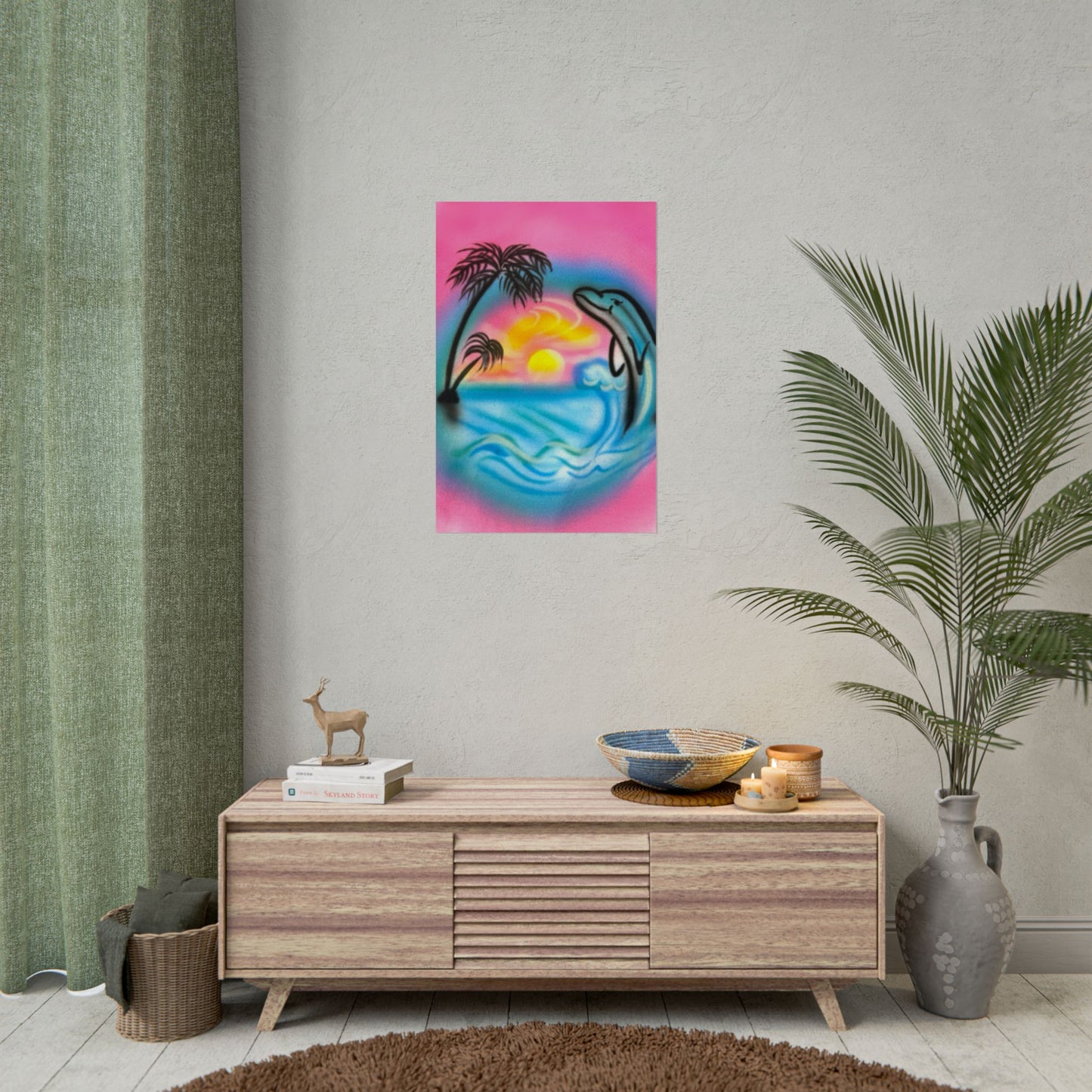 "dolphin love" airbrush rolled print