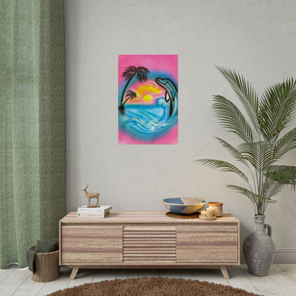 "dolphin love" airbrush rolled print