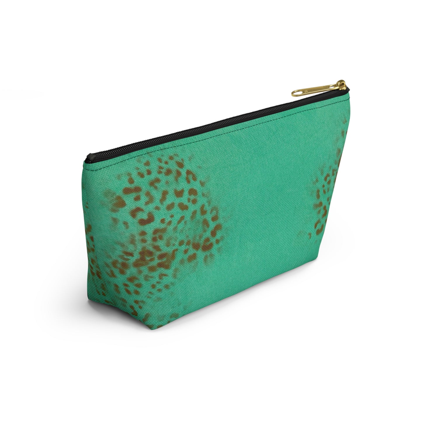 "teal cheetah" airbrush makeup pouch