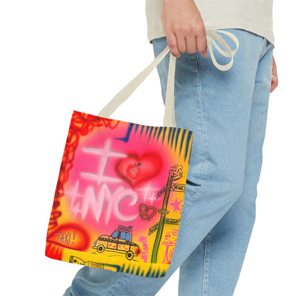 "in the city" airbrush tote bag
