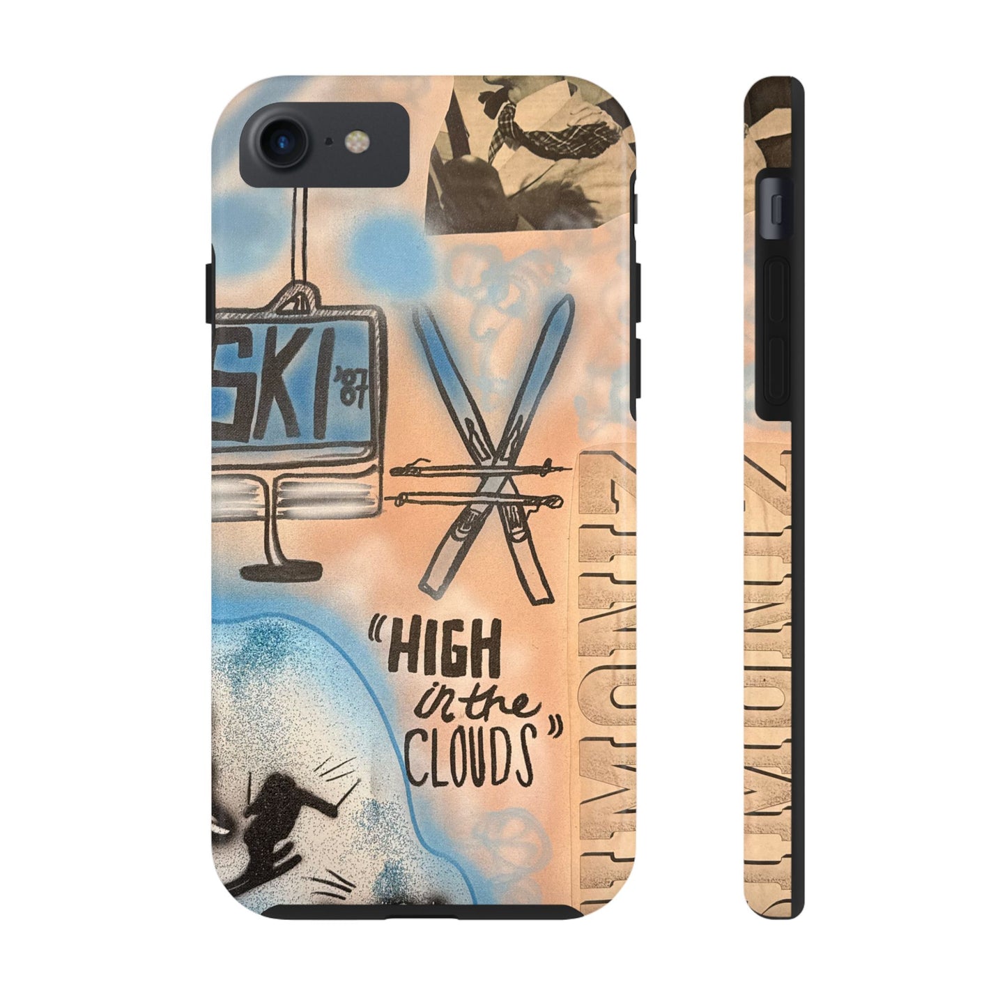 "high in the clouds" airbrush iPhone case