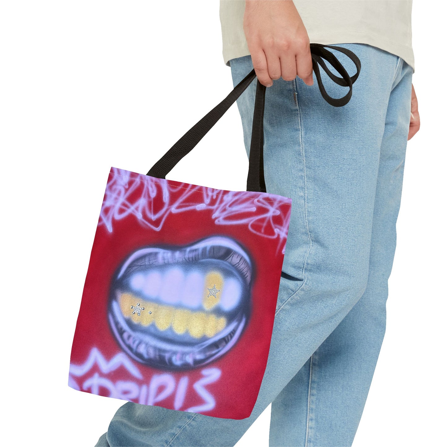 "tooth drip" airbrush tote bag