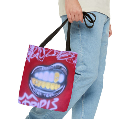 "tooth drip" airbrush tote bag