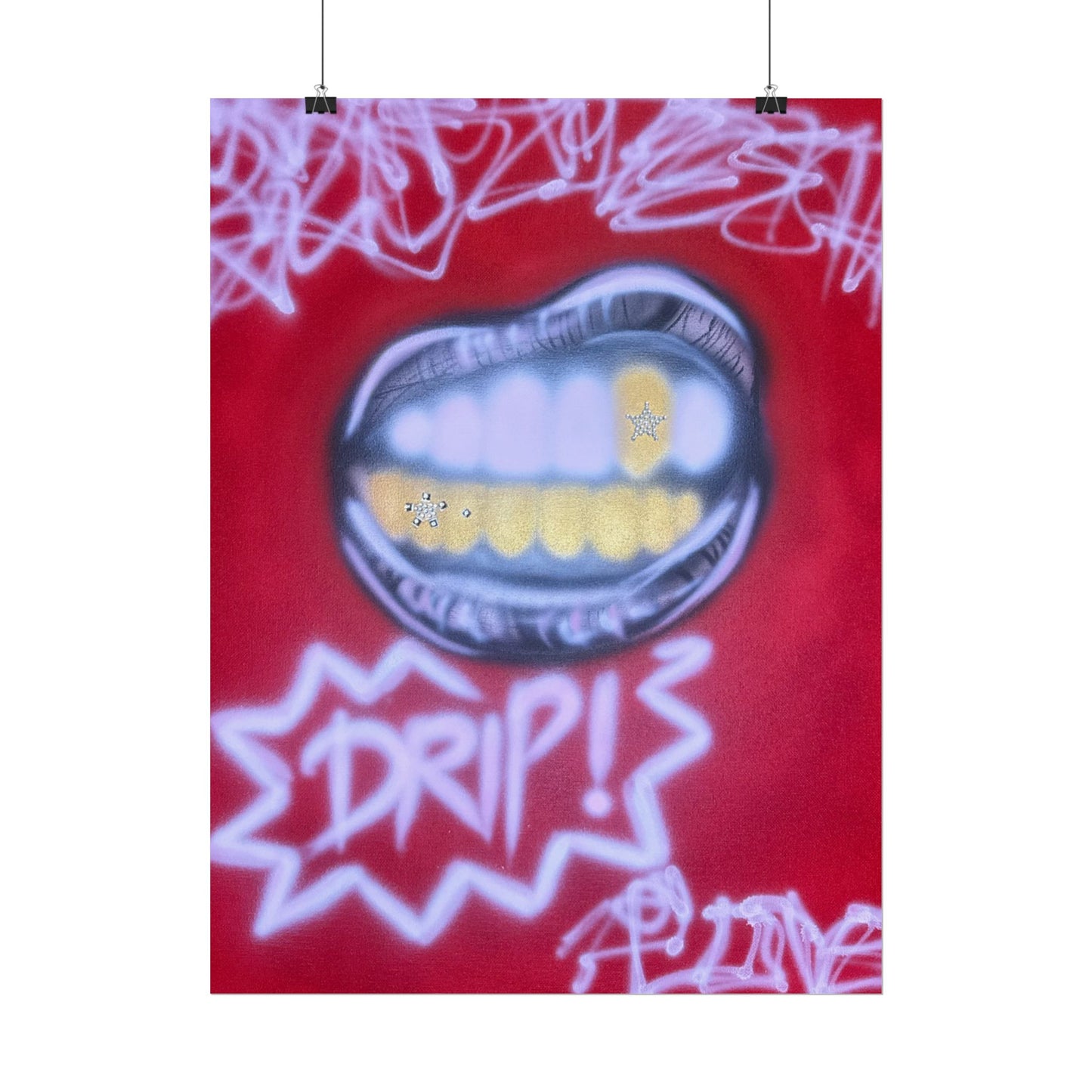 "tooth drip" airbrush rolled print