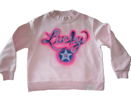 1 OF 1 "lucky" airbrush pink kaete mockneck