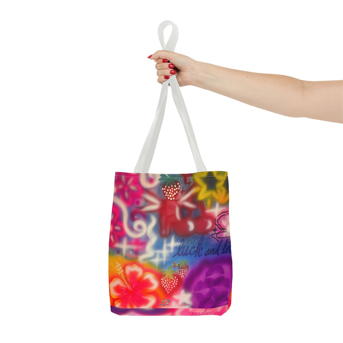 "luck n luv" airbrush tote bag