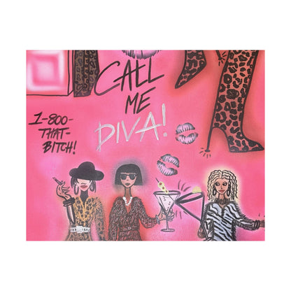 "party diva" airbrush horizontal print