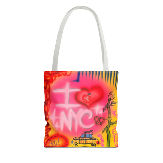 "in the city" airbrush tote bag