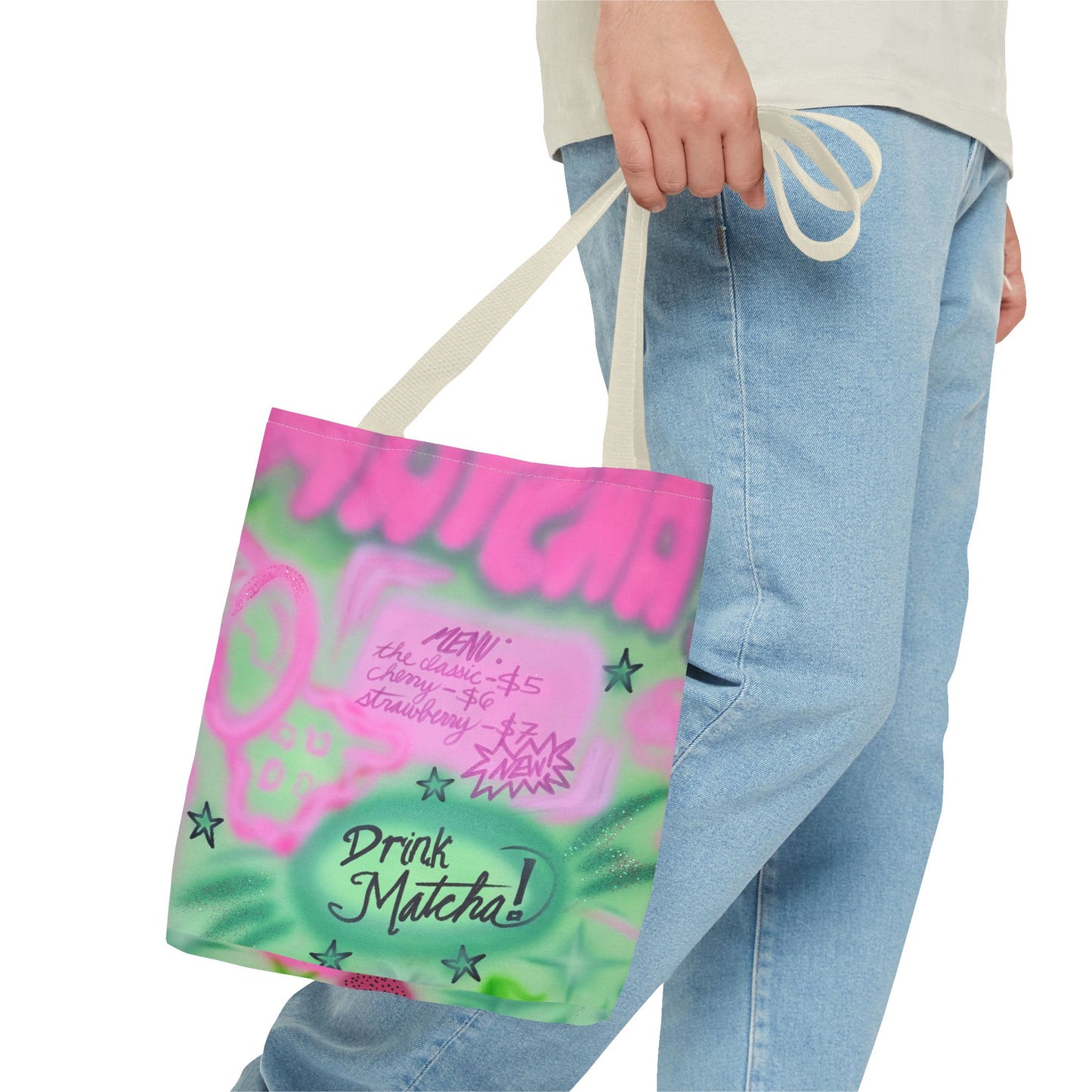 "matcha" airbrush tote bag