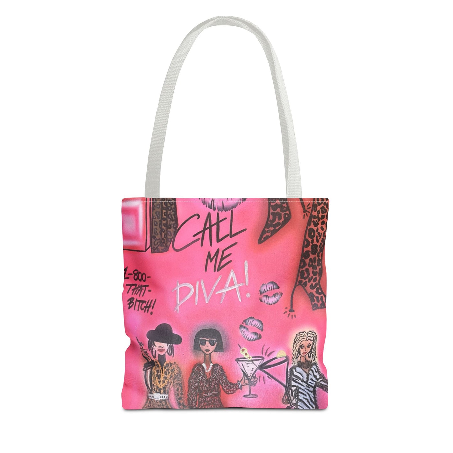 "party diva" airbrush tote bag