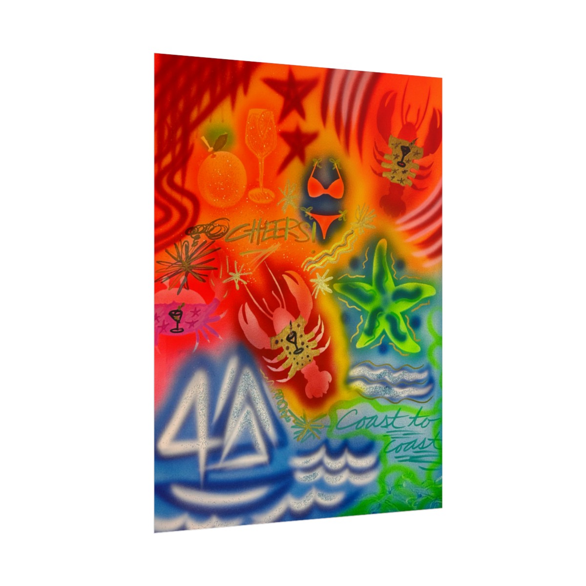"tipsy lobster" airbrush rolled print