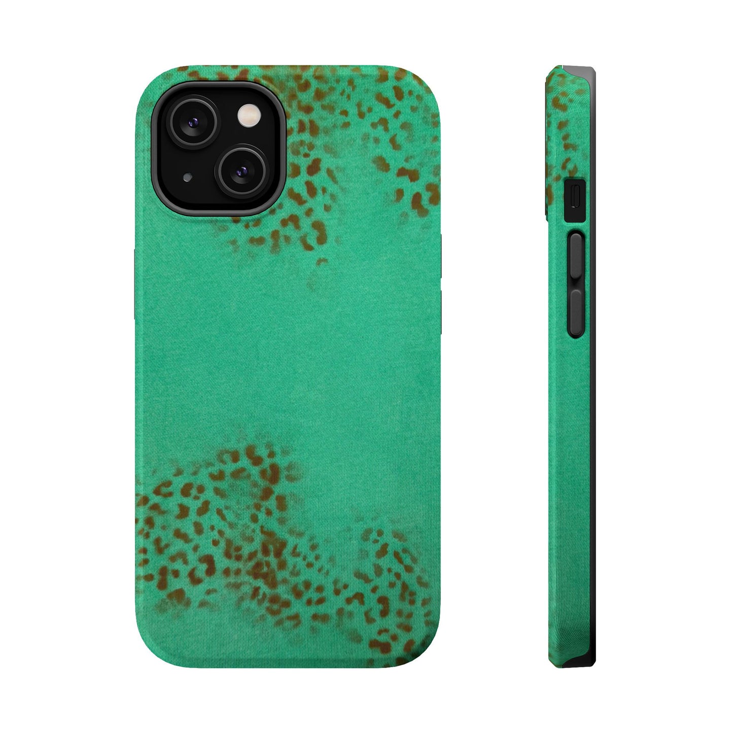 MagSafe "teal cheetah" airbrush iPhone case