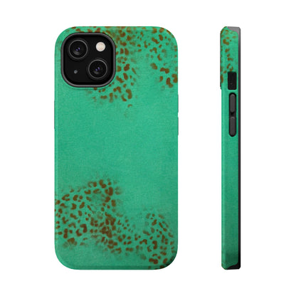 MagSafe "teal cheetah" airbrush iPhone case