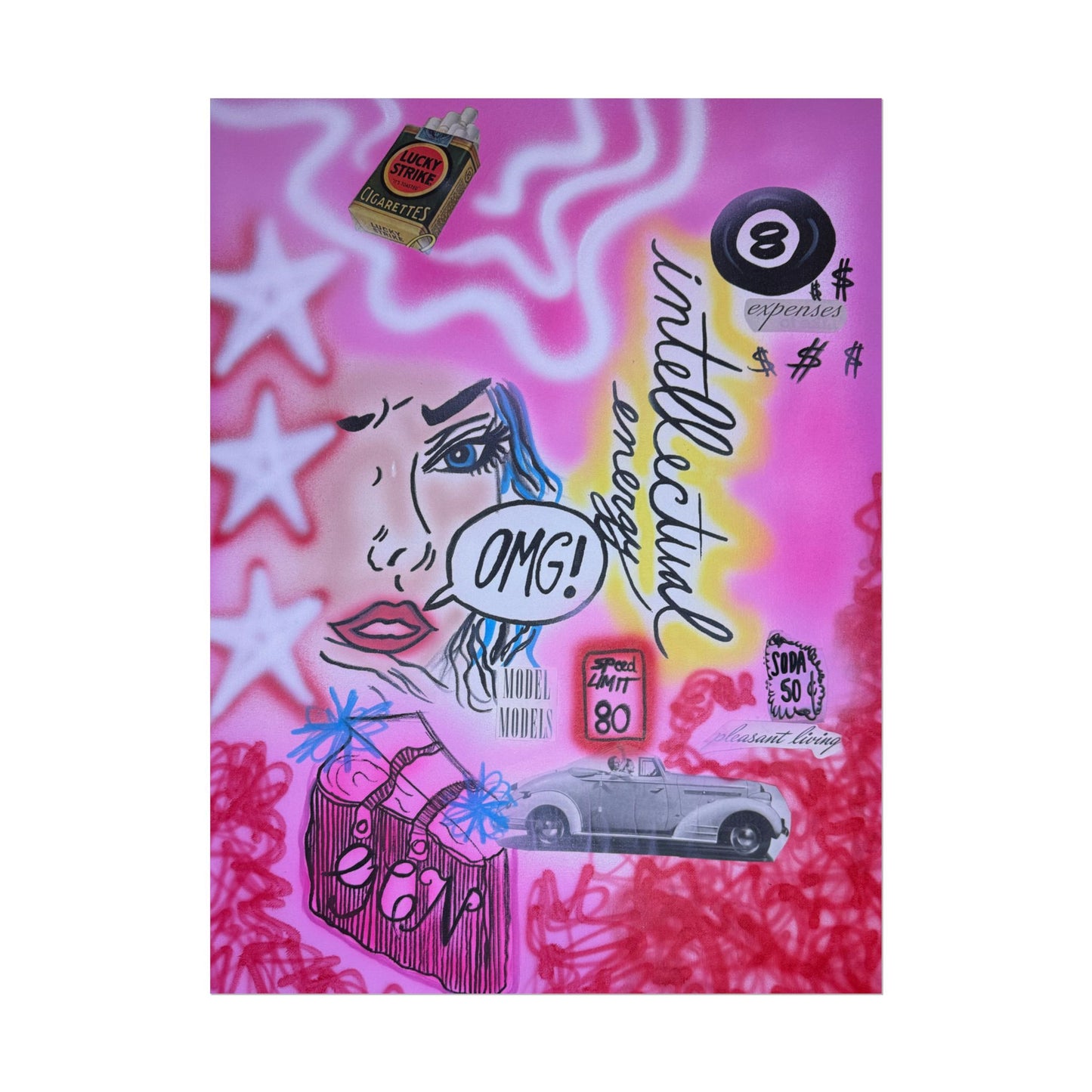 "intellectual energy" airbrush rolled print