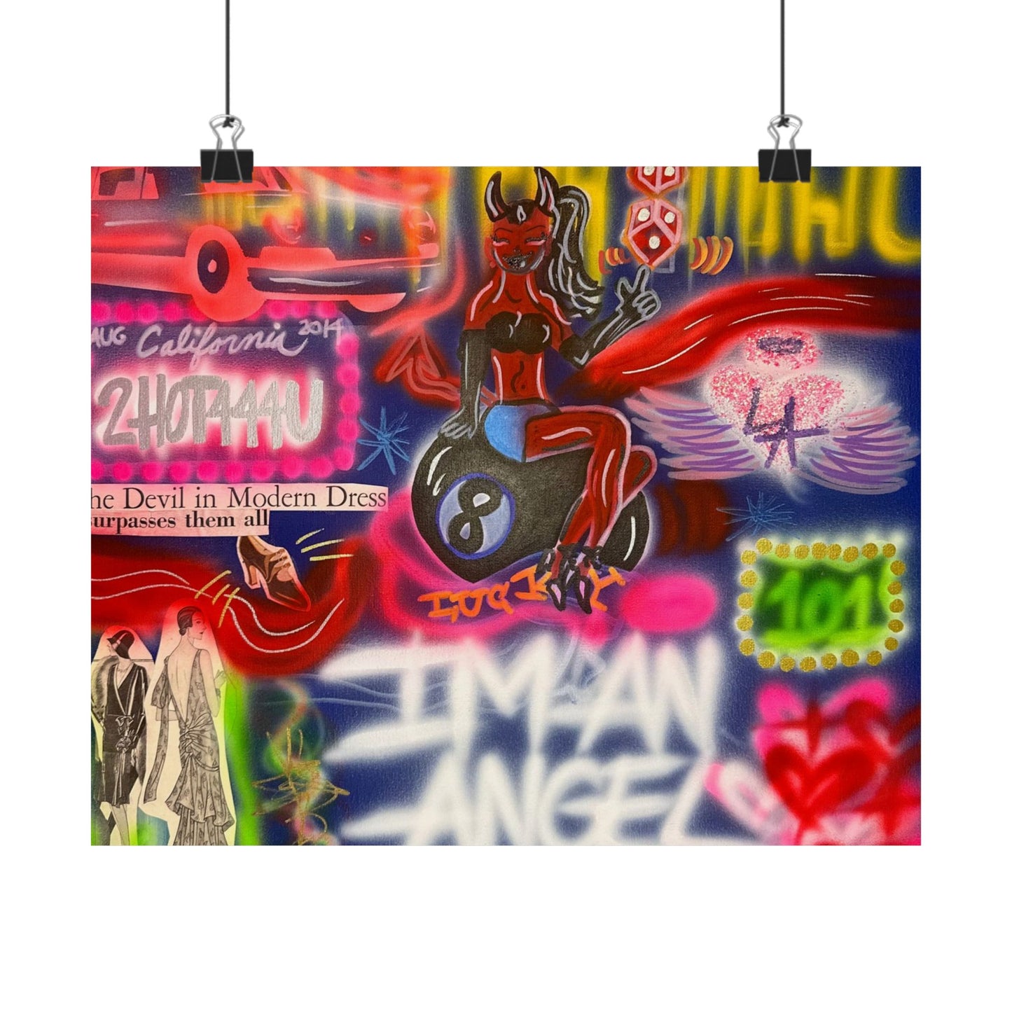 "im an angel" airbrush horizontal print