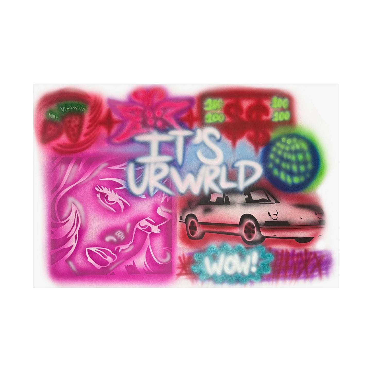 "it's ur WRLD" airbrush horizontal print