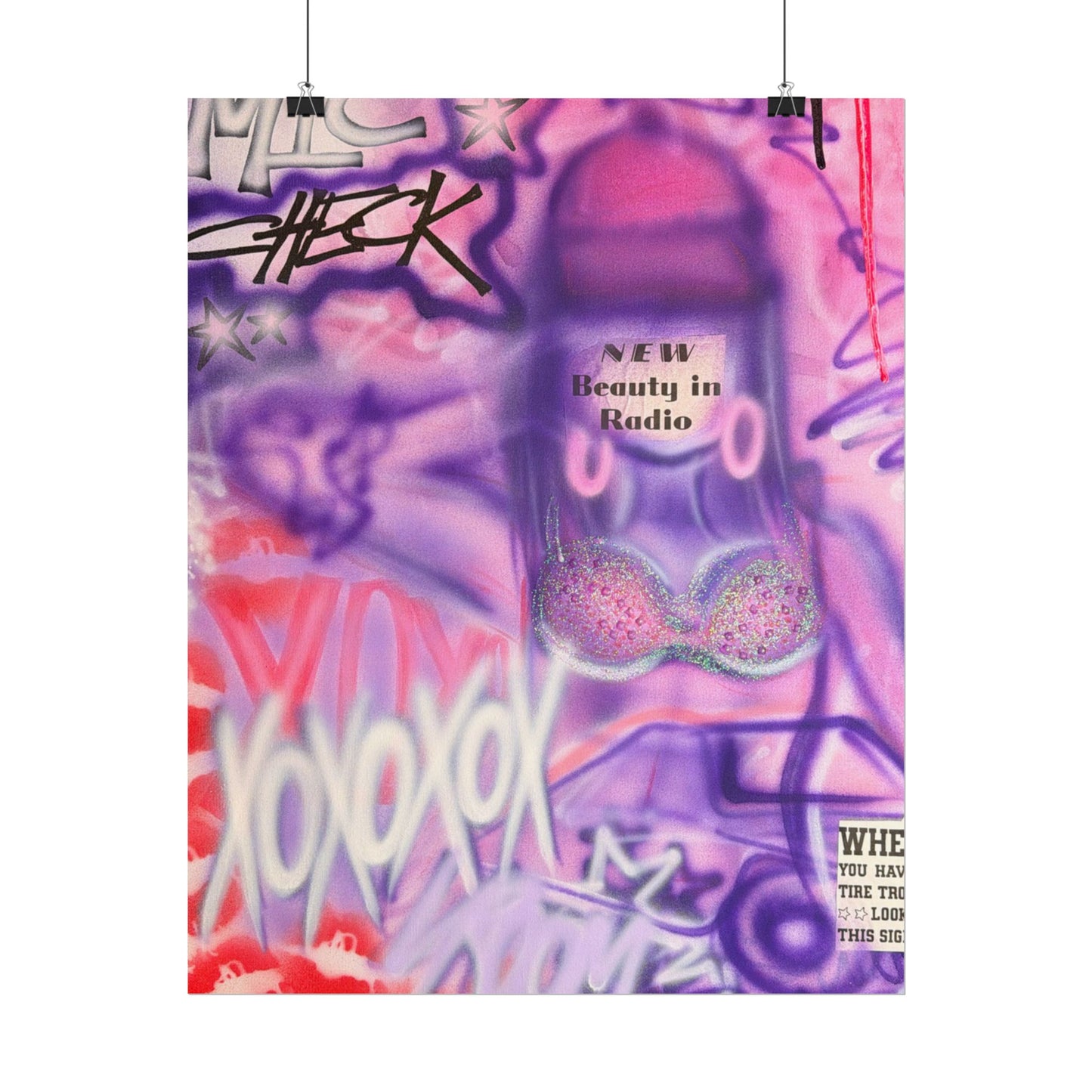 "mic check" airbrush rolled print