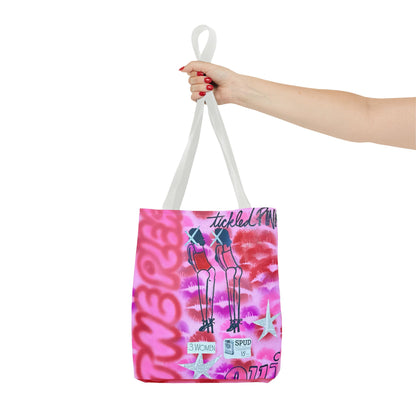 "tickled pink" airbrush tote bag