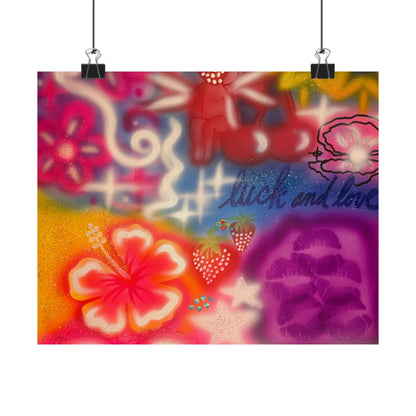 "luck & luv" airbrush horizontal print
