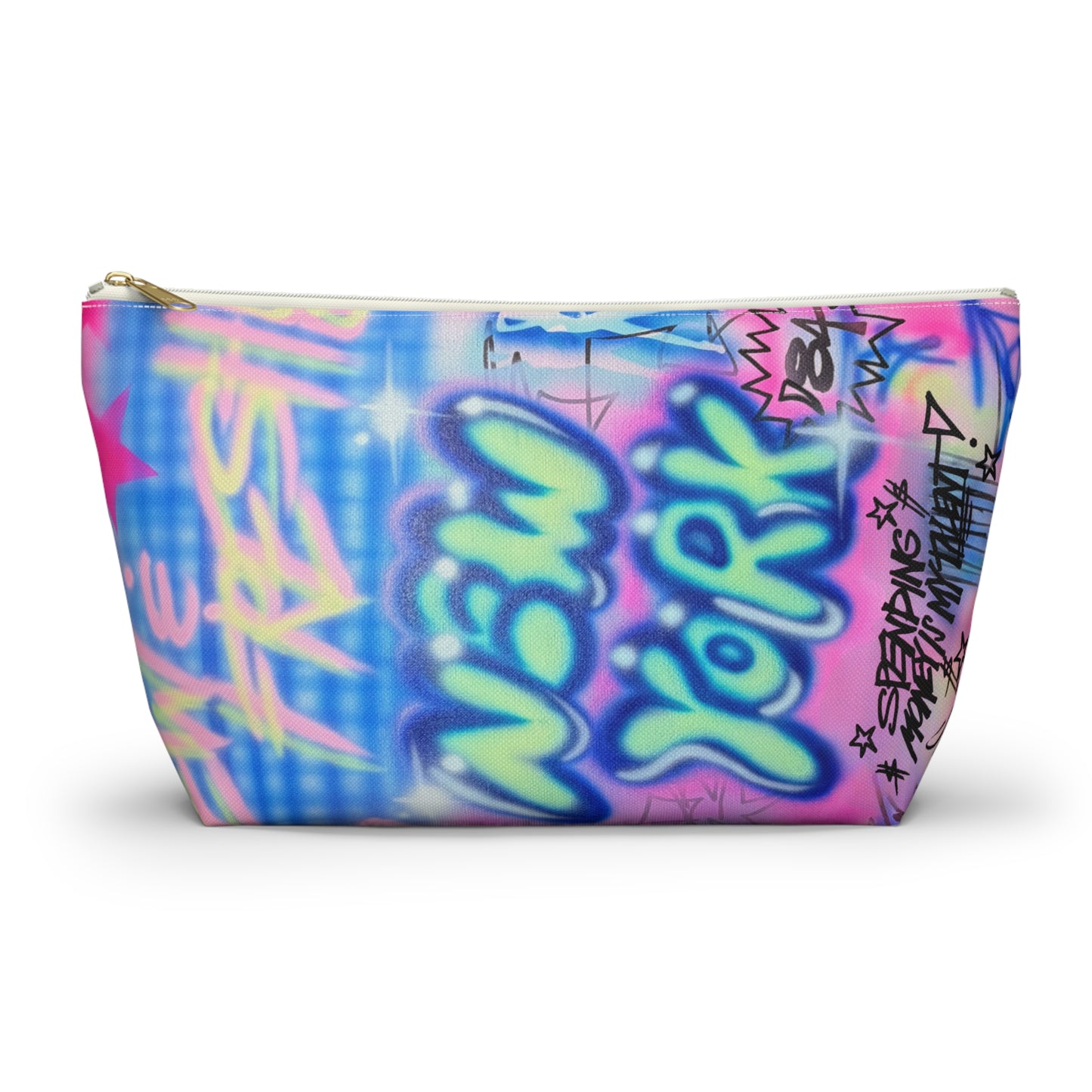 "spending $$ is my talent" airbrush makeup pouch