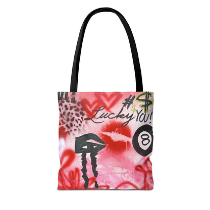 "intriguing encounter" airbrush tote bag