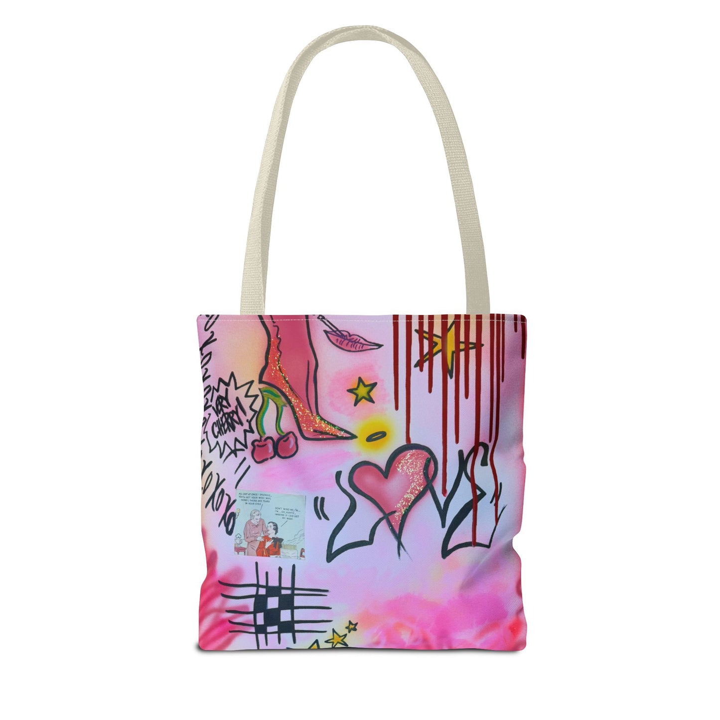"cherry luvr" airbrush tote bag