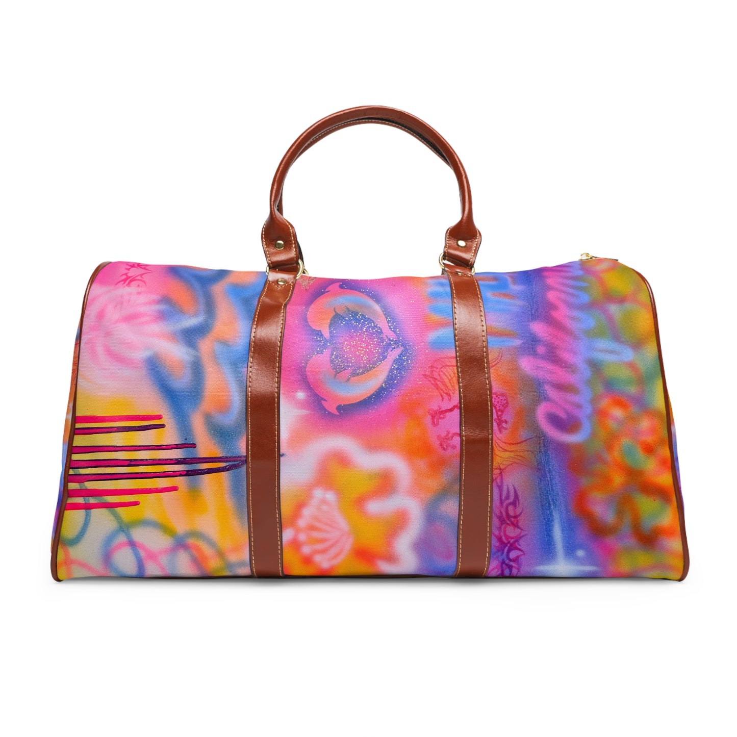 "mornings in malibu" airbrush waterproof travel bag