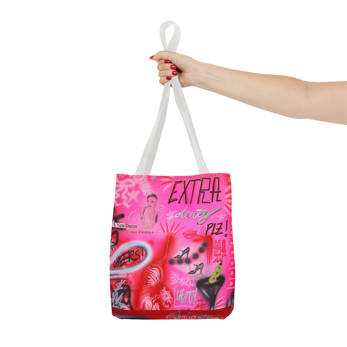 "extra dirty, plz" airbrush tote bag