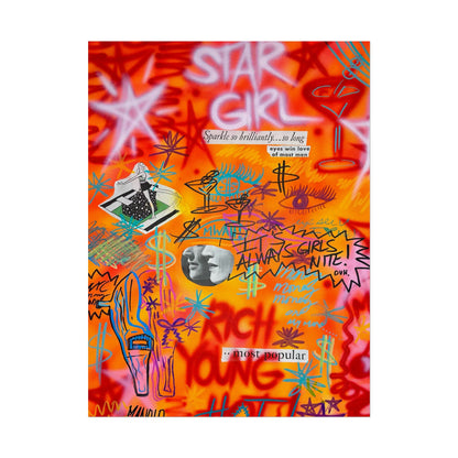 "young, rich, hot" airbrush rolled print