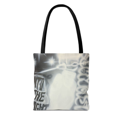 "into the night" airbrush tote bag