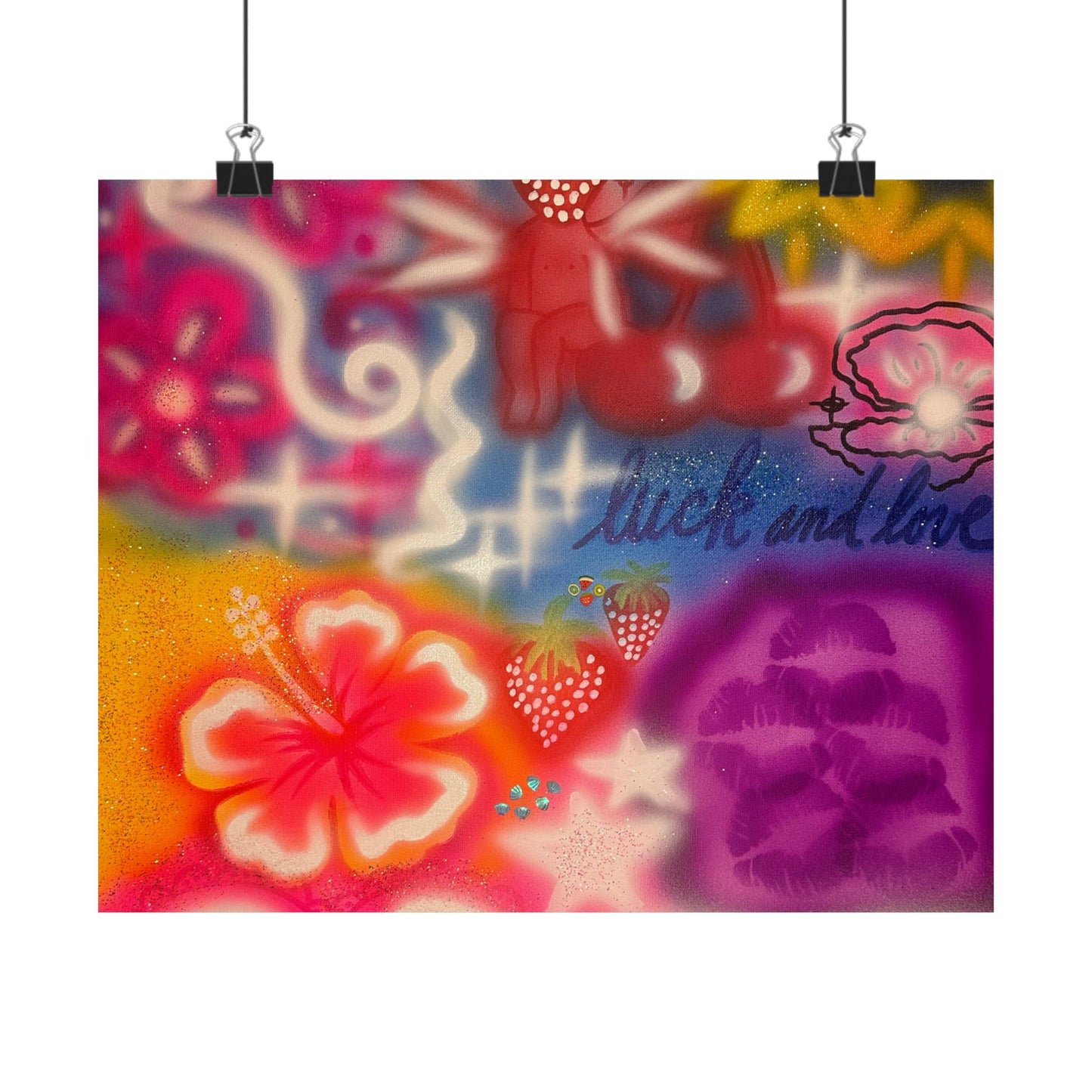 "luck & luv" airbrush horizontal print