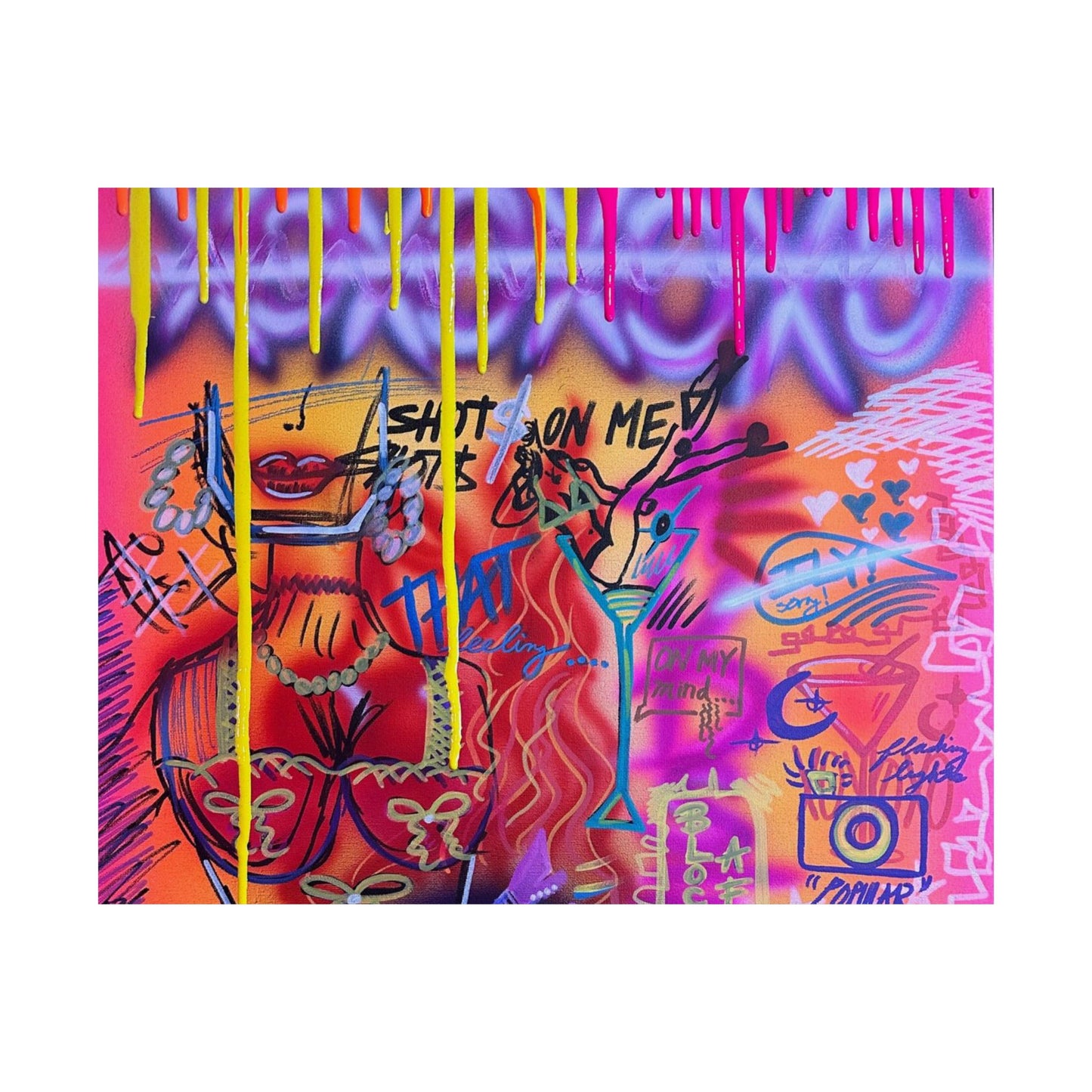 "shots on me!" airbrush horizontal print