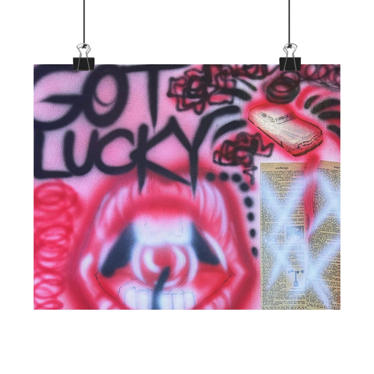 "be happy go lucky" airbrush horizontal print
