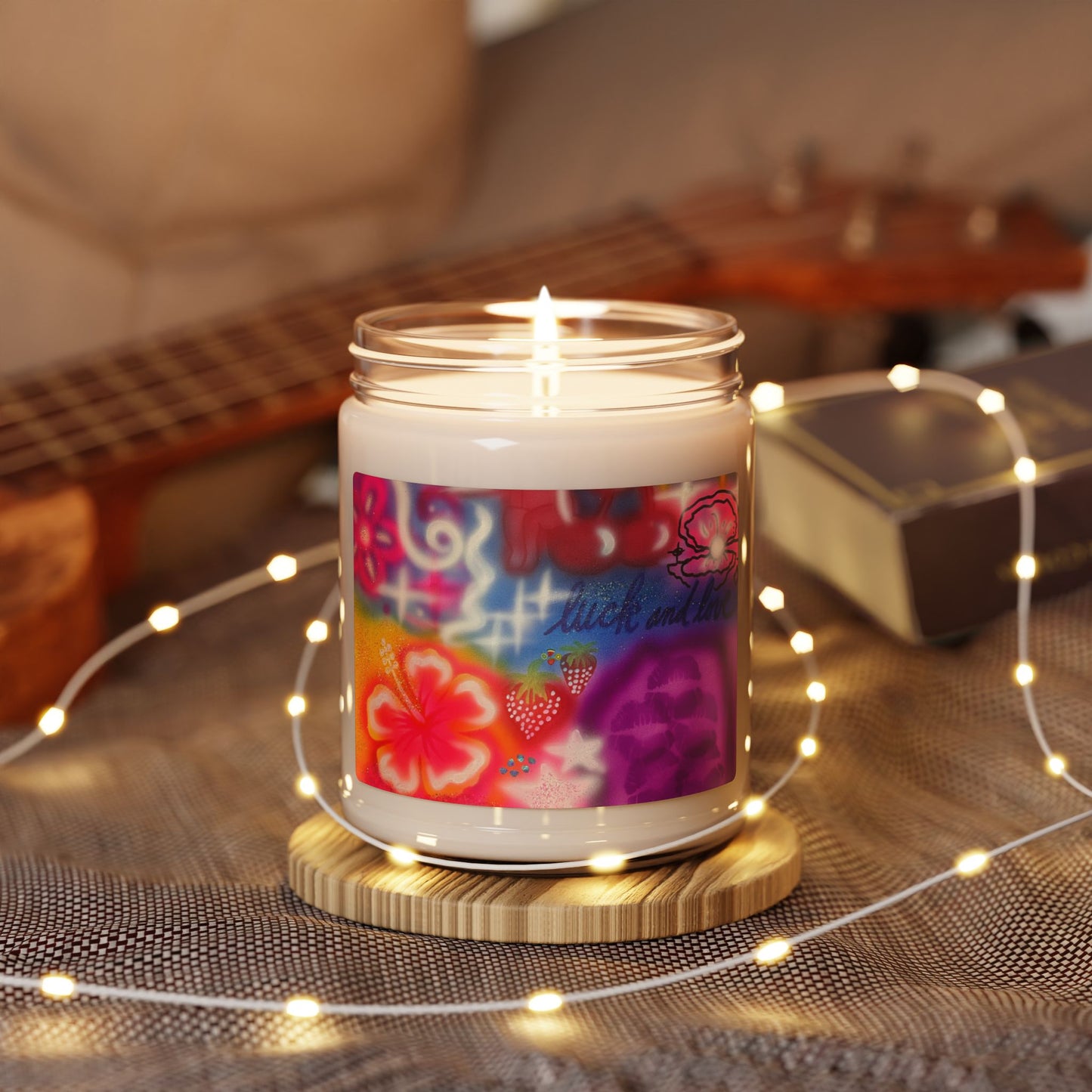 "luck and luv" airbrush soy candle