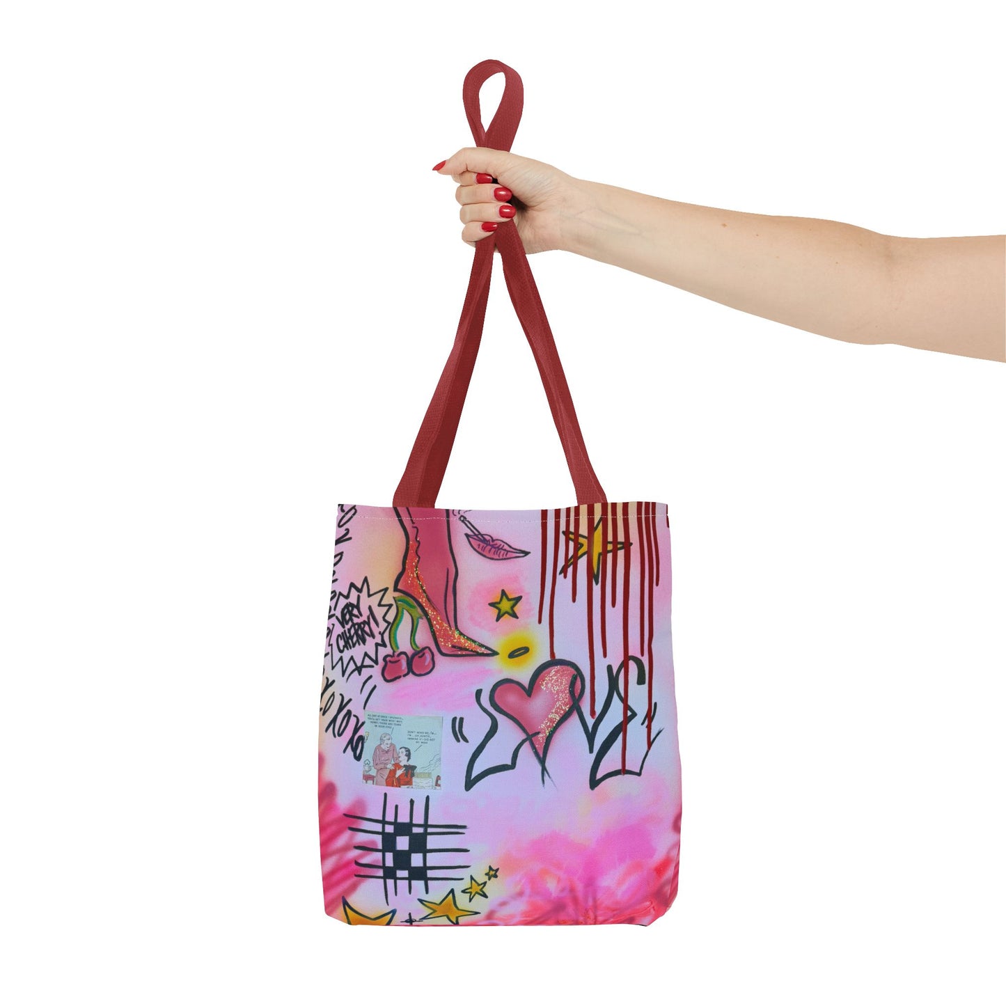"cherry luvr" airbrush tote bag