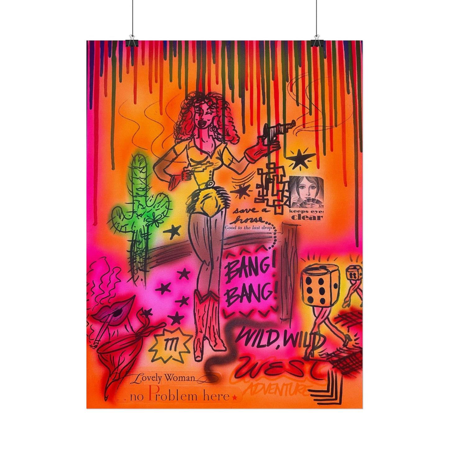 "wild, wild west" airbrush rolled print