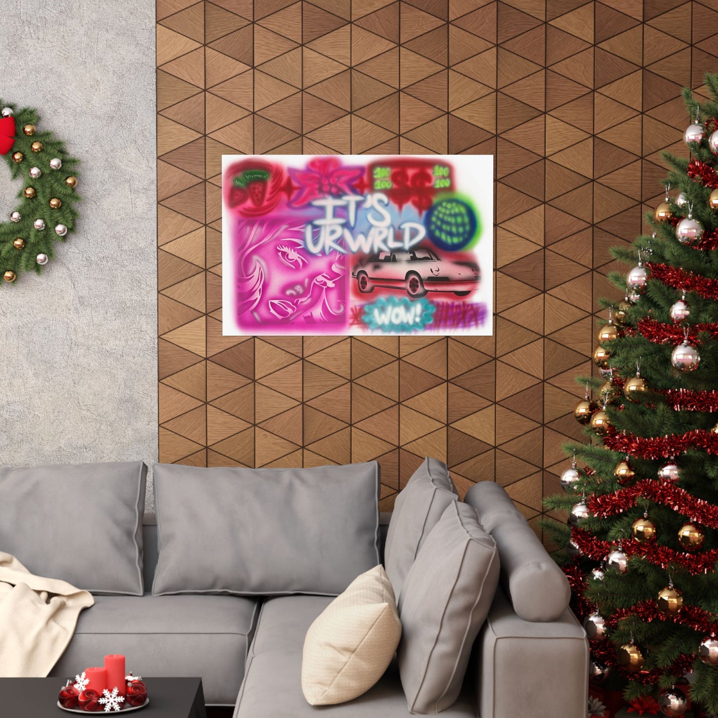 "it's ur WRLD" airbrush horizontal print