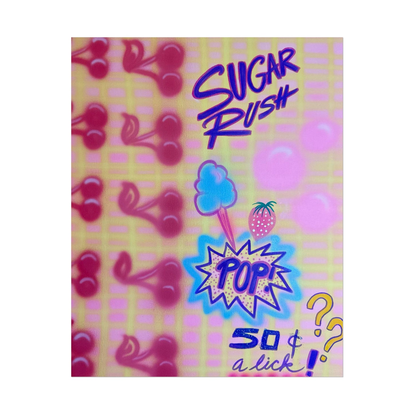 "sugar rush" airbrush rolled print