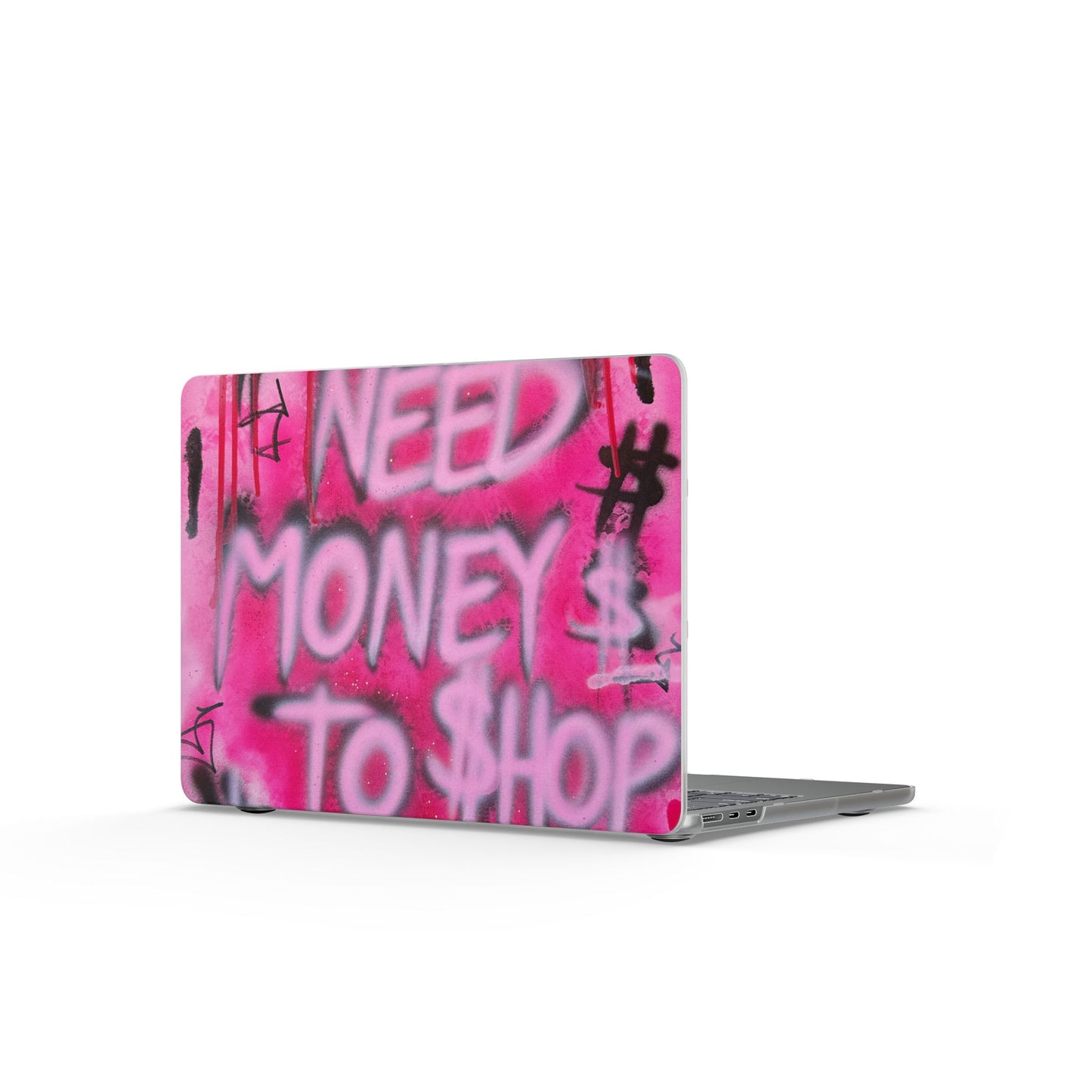 "need money to shop" airbrush matte macbook case