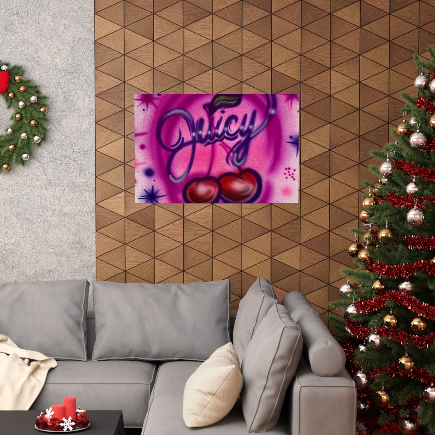 "juicy" airbrush horizontal print