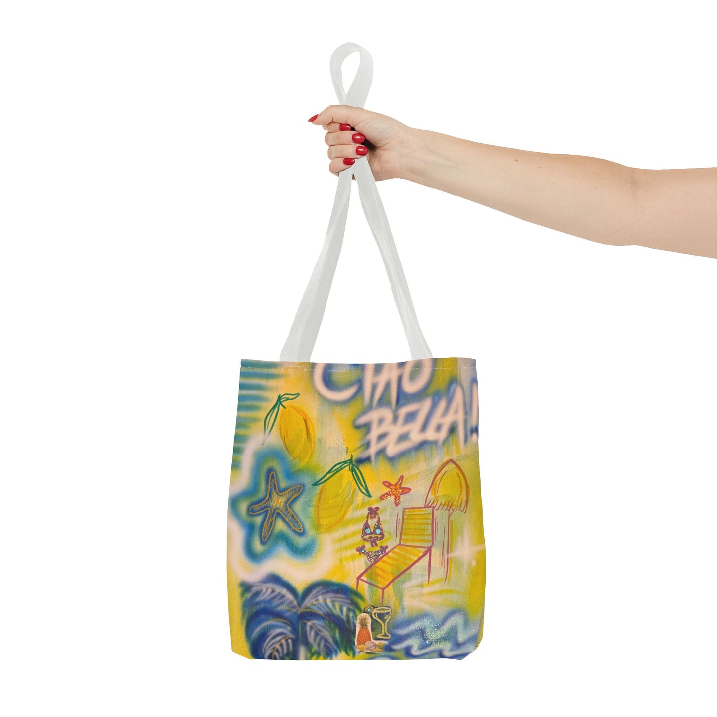 "ciao bella" airbrush tote bag