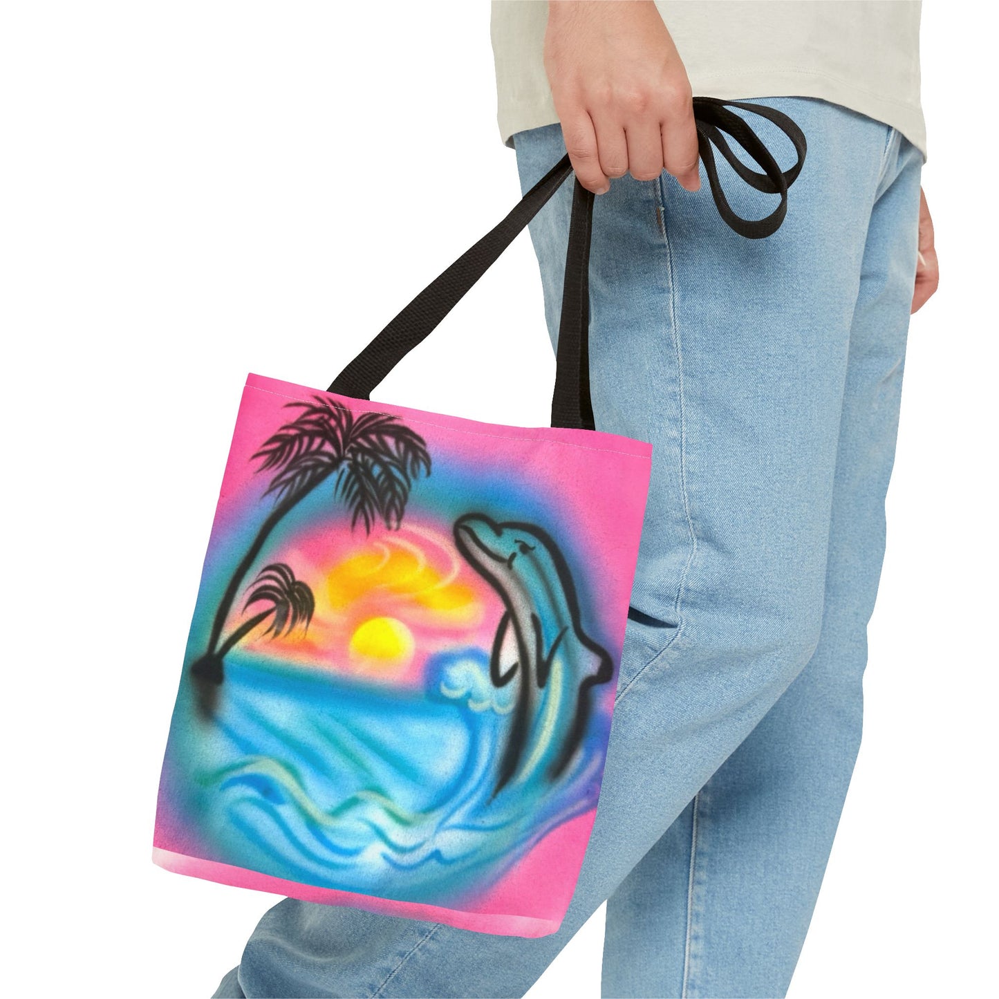 "dolphin love" airbrush tote bag