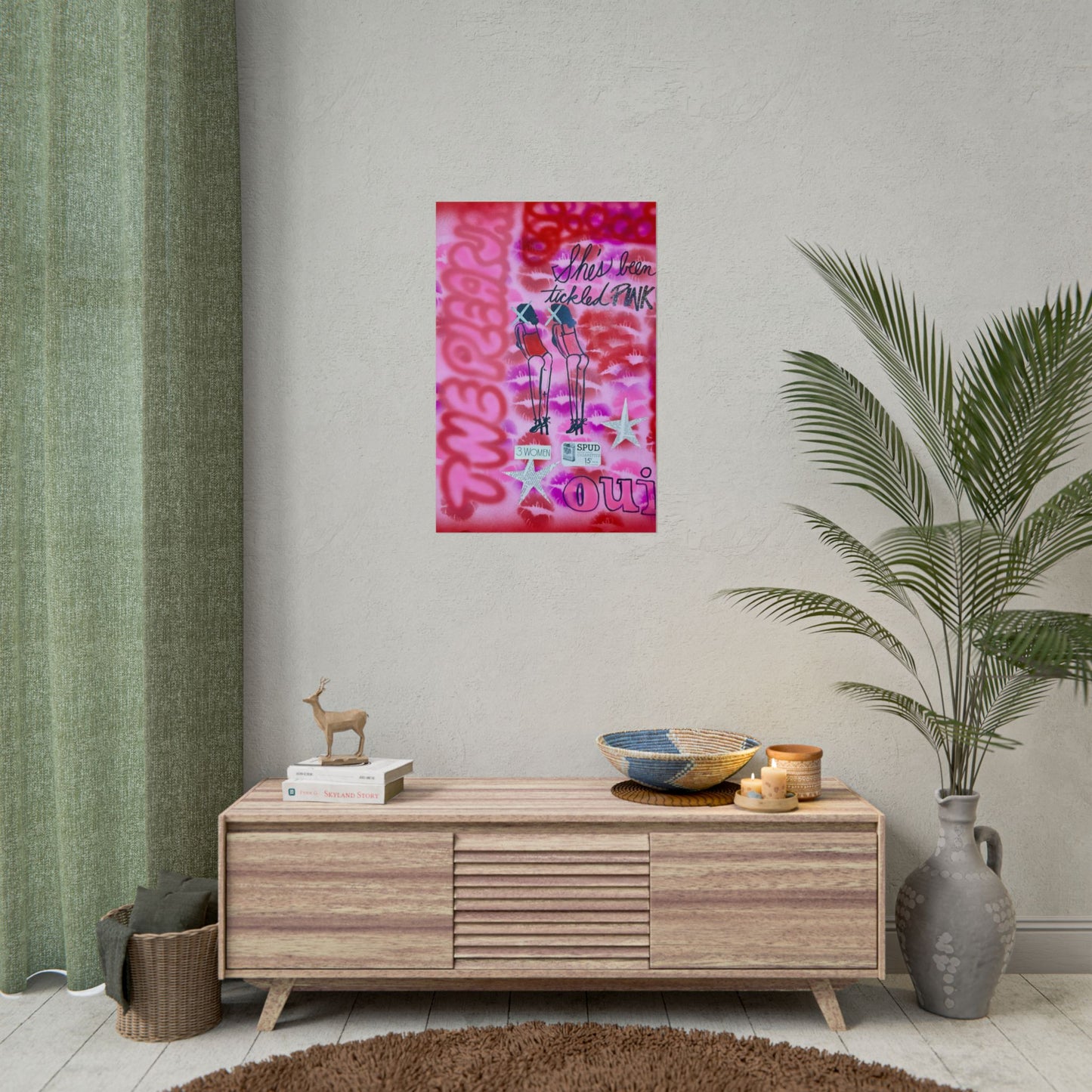"tickled pink" airbrush rolled print